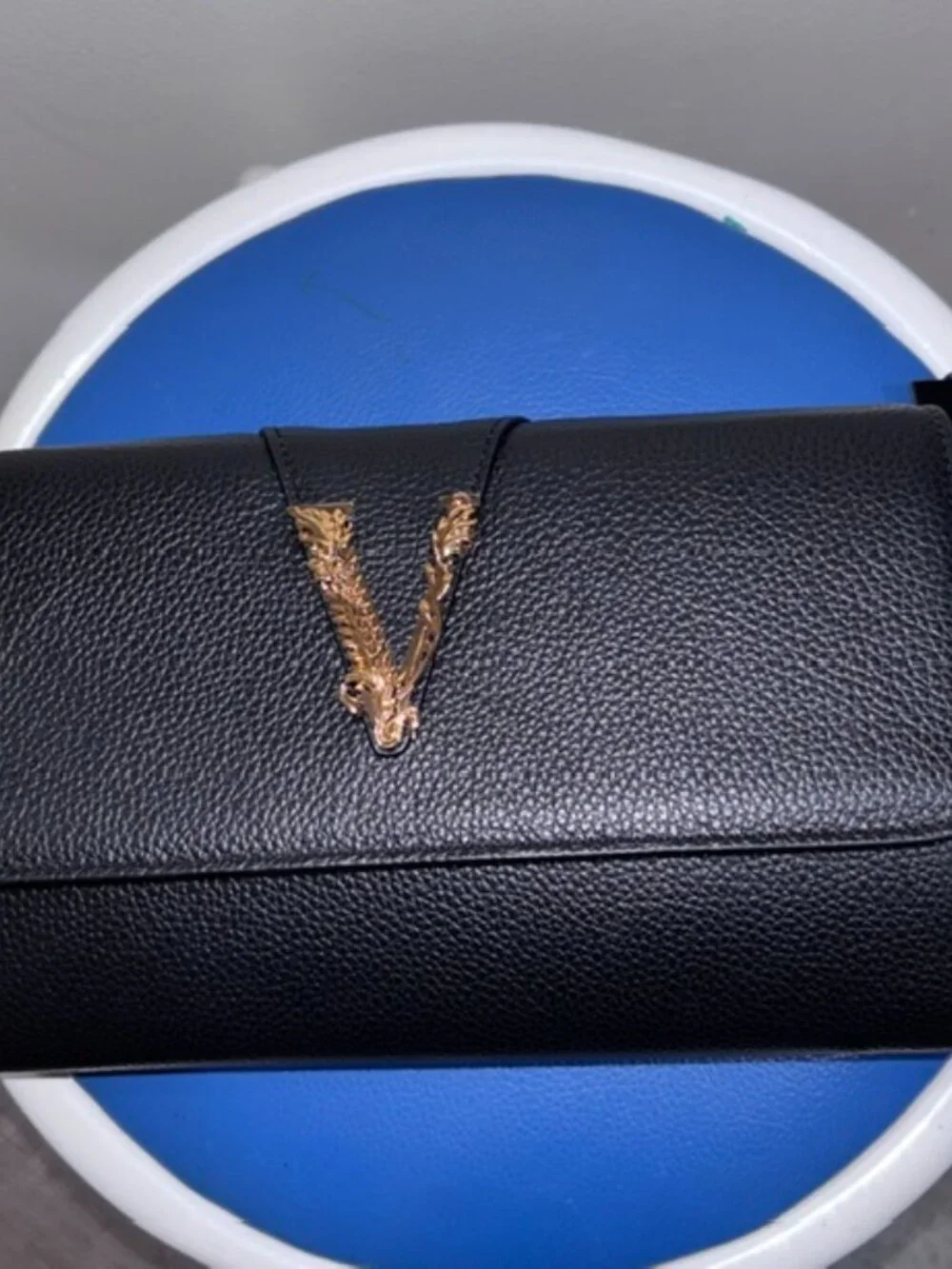 NWT Versace Virtus Black Leather Wallet on Chain 🖤✨
